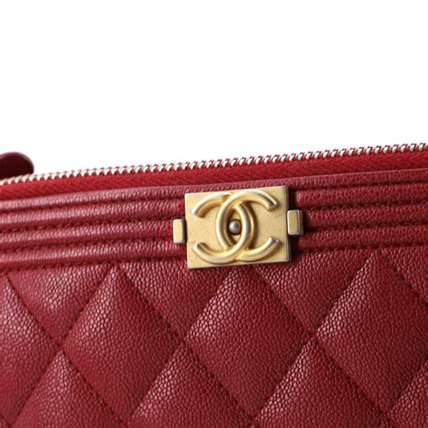 chanel boy clutch caviar|Chanel Boy Double Zip Clutch with Chain Quilted Caviar Red.